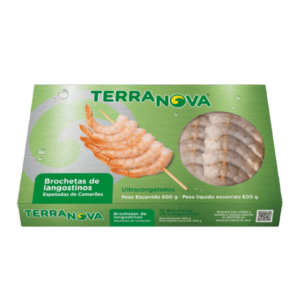 BROCHETA DE LANGOSTINO (PUD TAIL ON) CONGELADA MARCA TERRANOVA